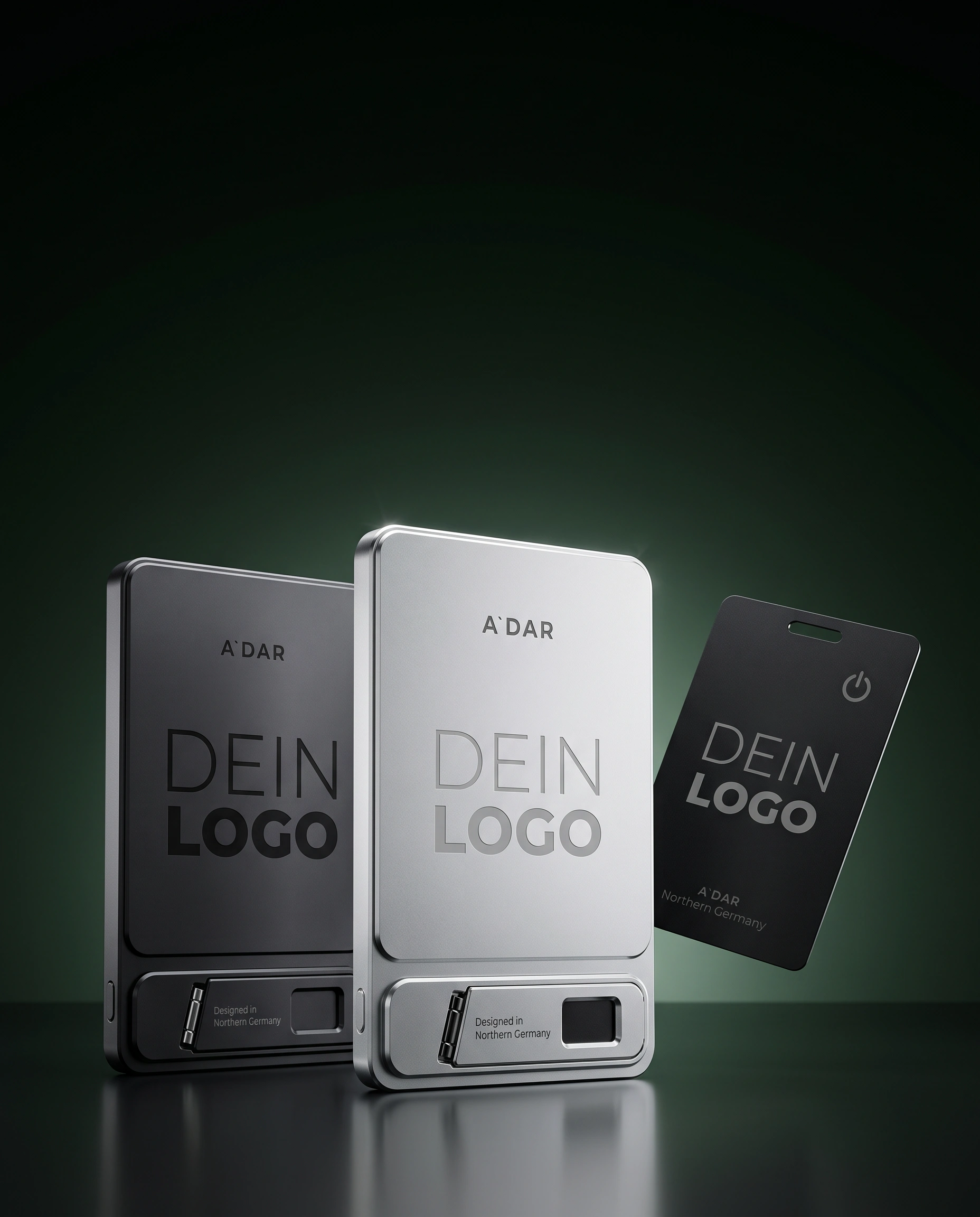 AdarCharge Powerbank und FindCard Pro mit Logo-Fläche
