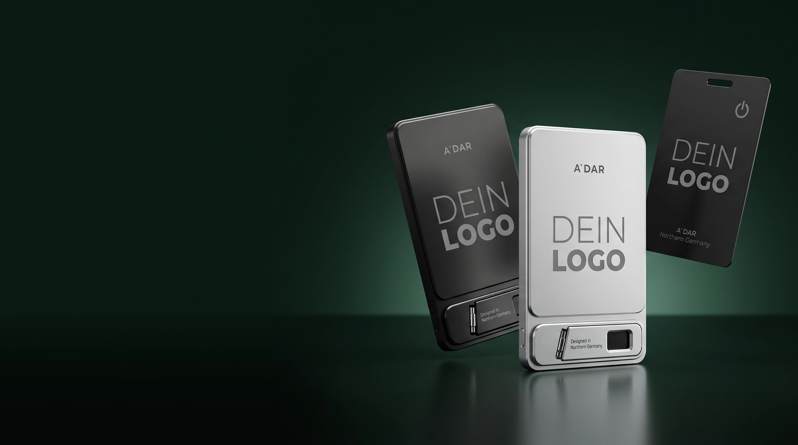 AdarCharge Powerbank und FindCard Pro Tracking-Karte mit Logo-Fläche